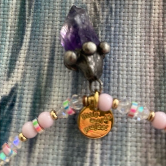 NWOT Little Words Project Friendship Bracelet GRATEFUL Purple Amethyst Charm OS - Picture 4 of 6